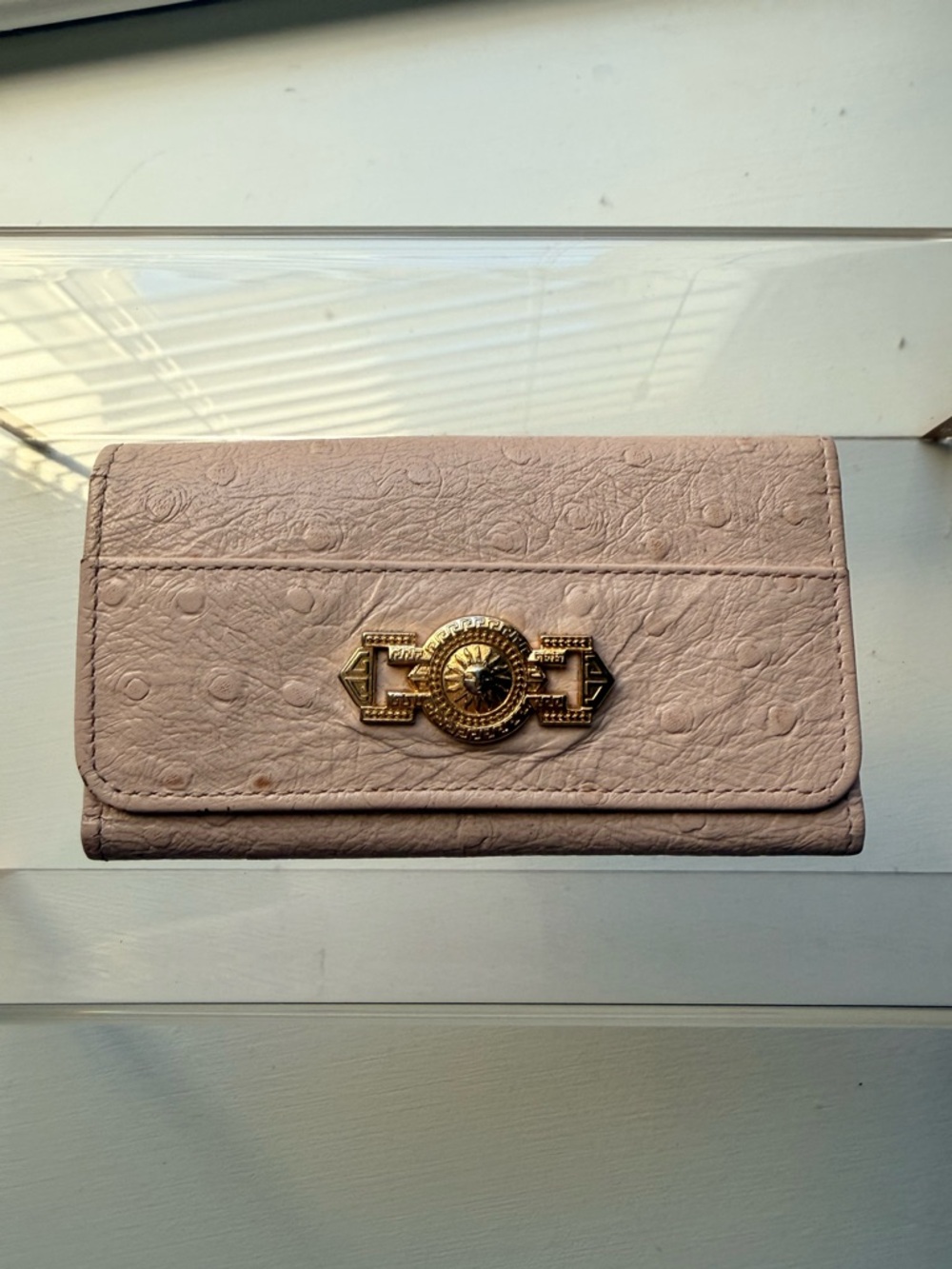 Authentic Vintage Gianni Versace Pink Ostrich 5 Ring Key Holder🔥💕